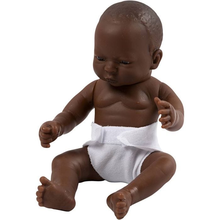 Dukke, mørk jente, 24 cm, 1 stk.