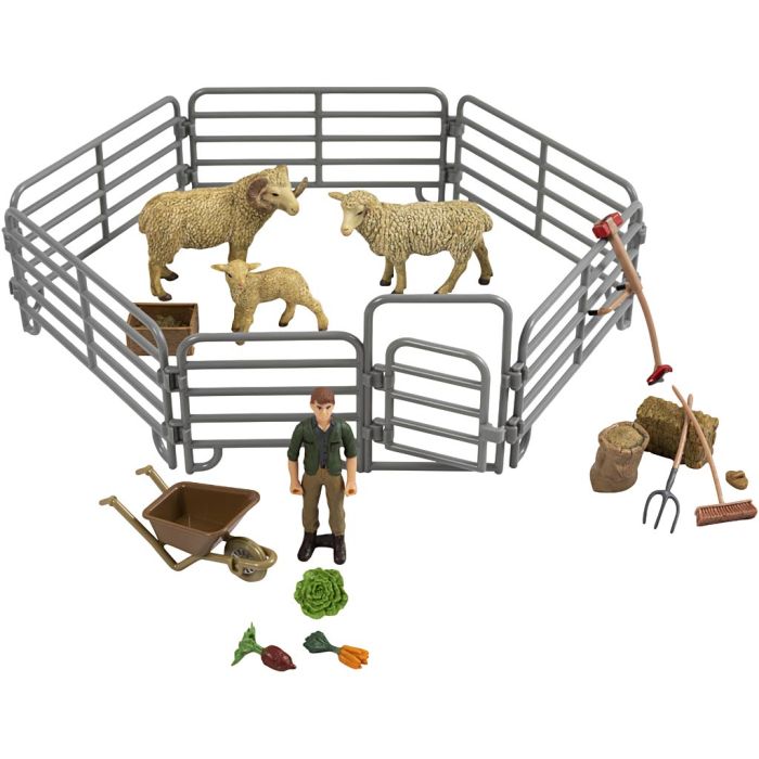 Innhegning med dyr, str. 17x34 cm, Innhold kan variere , 20 deler, 1 sett