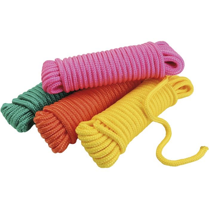 Hoppetau uten håndtak, L: 10 M, grønn, orange, pink, gul, 4 stk./ 1 pk.