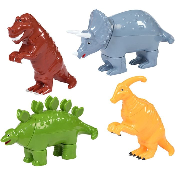 Mix og match magnetiske bondegårdsdyr, dinosaurer, 16 stk./ 1 pk.