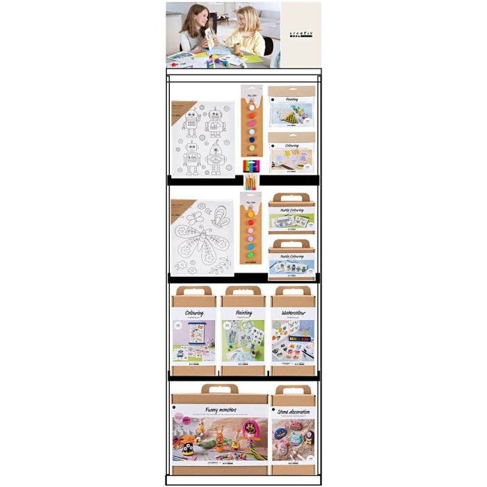 Gulvdisplay, umontert, Dekorasjon og kunst for barn, H: 1580 mm, L: 600 mm, B: 400 mm, 104 pakker/ 1 stk.