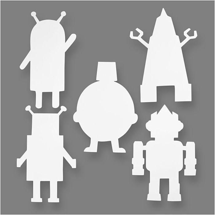 Roboter, H: 22,5-24 cm, B: 15-16 cm, 230 g, hvit, 16 stk./ 1 pk.
