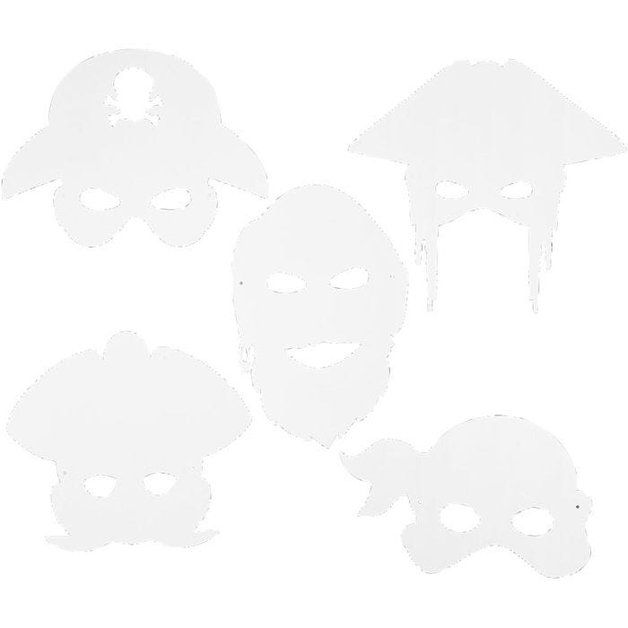 Piratmasker, H: 16-26 cm, B: 17,5-26,5 cm, 230 g, hvit, 16 stk./ 1 pk.