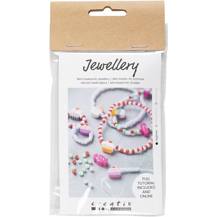 Mini DIY Kit Smykker, Elastisk armbånd og ring, 1 pk.