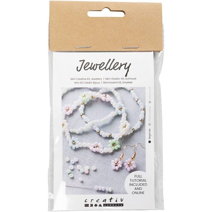 Mini DIY Kit Smykker, Elastisk armbånd, ørering, 1 pk.