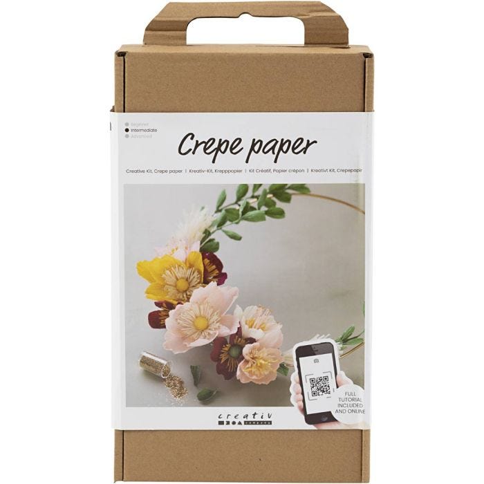 DIY Kit Kreppapir, Krans, Strekk-/krep: 180%, 1 pk.