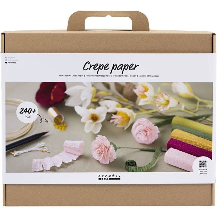 Maxi DIY Kit Kreppapir, Blomster, Strekk-/krep: 180%, 105 g, 1 pk.