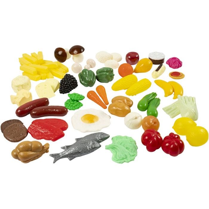 Play food, str. 4,5-21,5 cm, 72 deler/ 1 sett