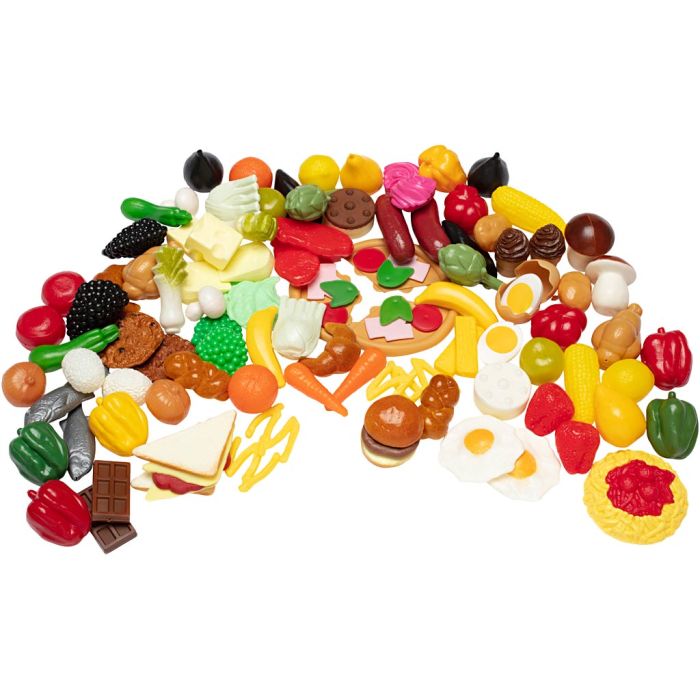 Play food, str. 4,5 - 9,5 cm, 114 deler/ 1 sett