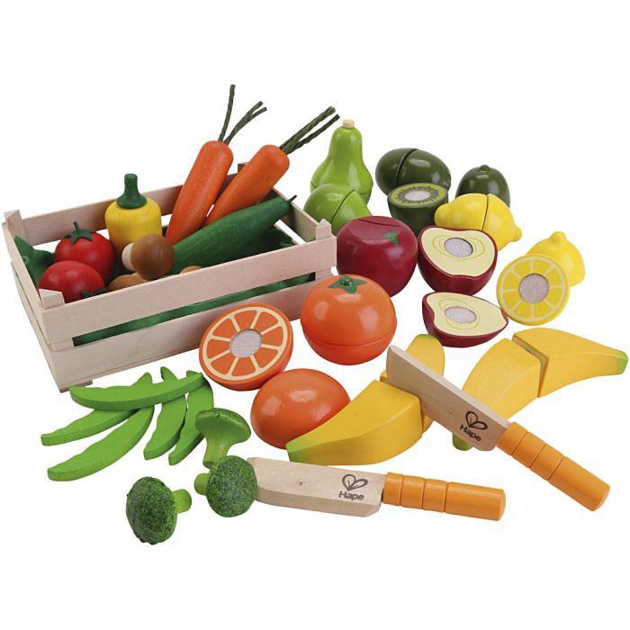 Frukt og grønnsaker i tre, 54 deler/ 1 pk.