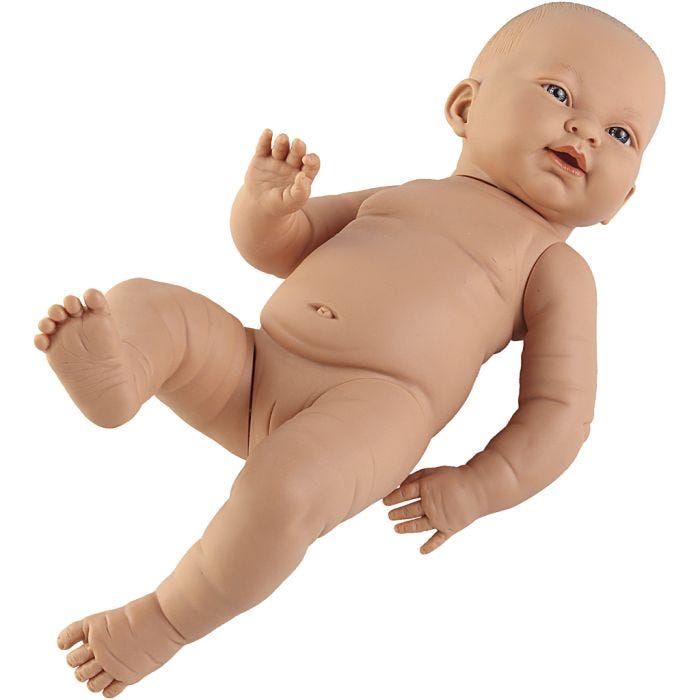 Babydukke, Lys jente, 45 cm, 1 stk.