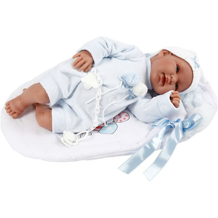 Babydukke, 44 cm, lys blå, 1 stk.