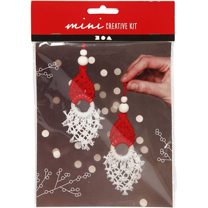 Mini DIY Kit, macramé nisse, H: 14 cm, 1 pk.