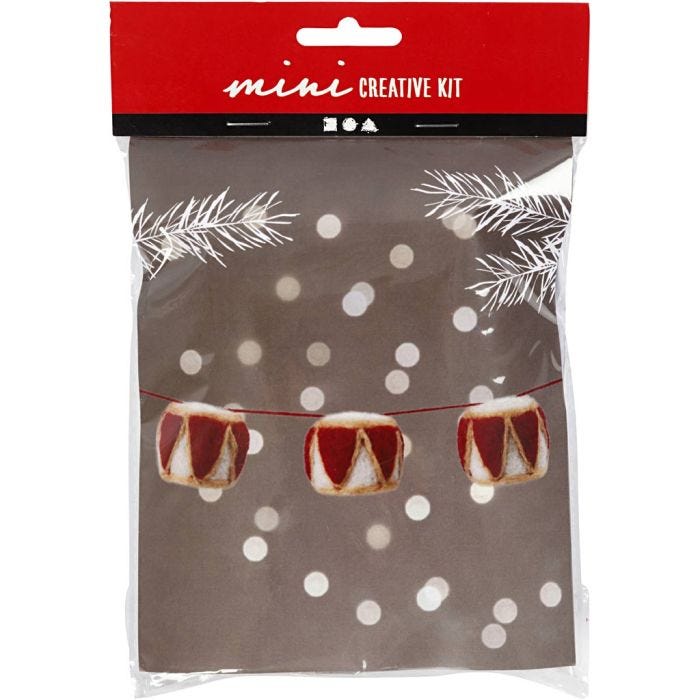 Mini DIY Kit, Tromme, 33 mm, beige, gml. rød, 1 sett