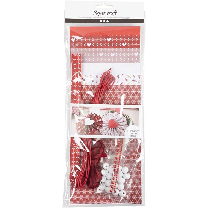 Kreativ blanding, Papirklipping, rød, hvit, 1 pk.