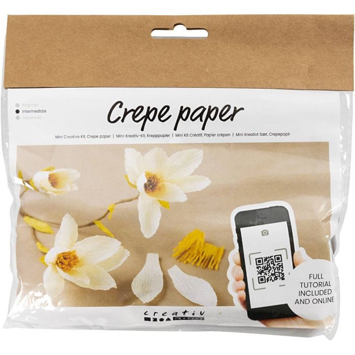 Mini DIY Kit Kreppapir, Magnoliagrein, Strekk-/krep: 180%, 1 pk.