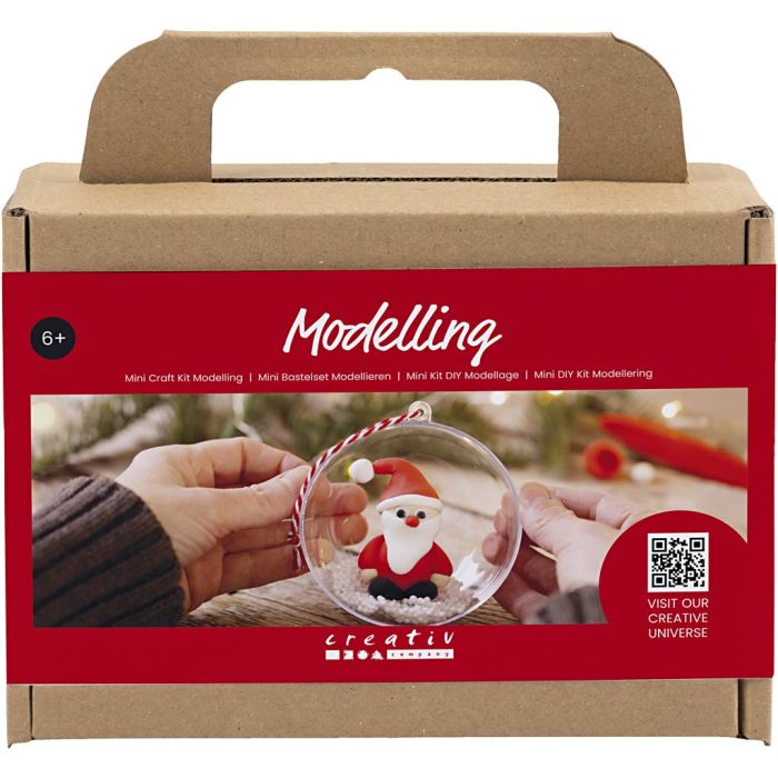 Mini DIY Kit Modellering, Julenisse, rød/hvit, 1 pk.