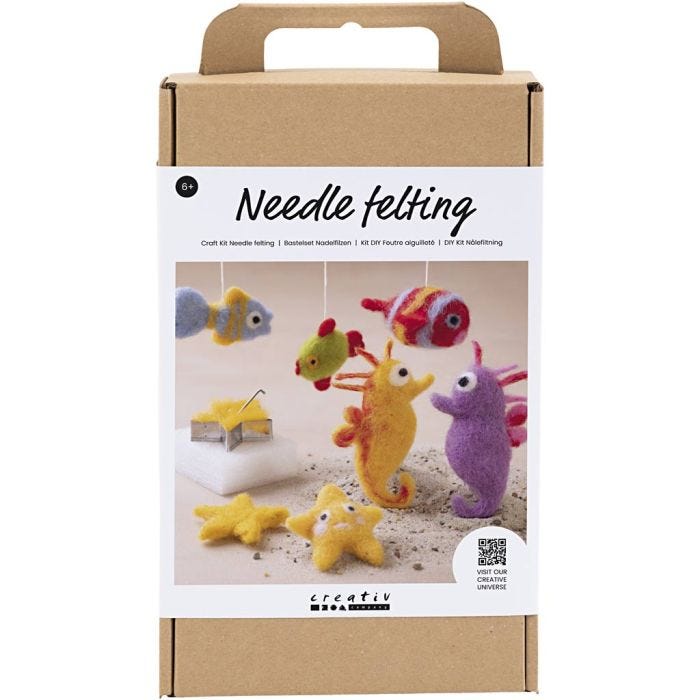 DIY Kit Nålefilting, Dyr i vann, 1 pk.