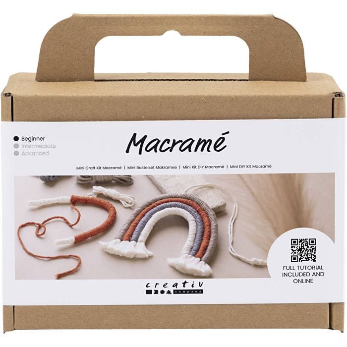 Mini DIY Kit Makramé, Regnbue, 1 pk.