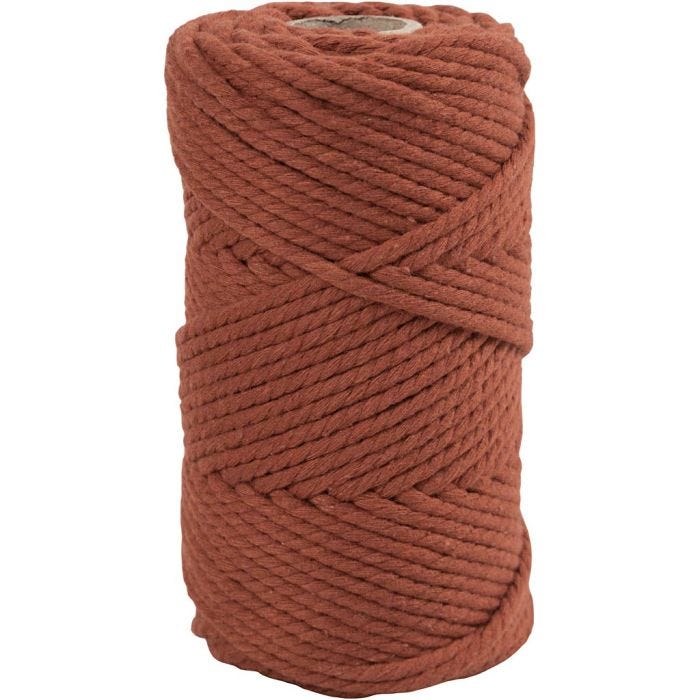 Macramè-rep, L: 55 M, dia. 4 mm, brentorange, 330 g/ 1 rl.