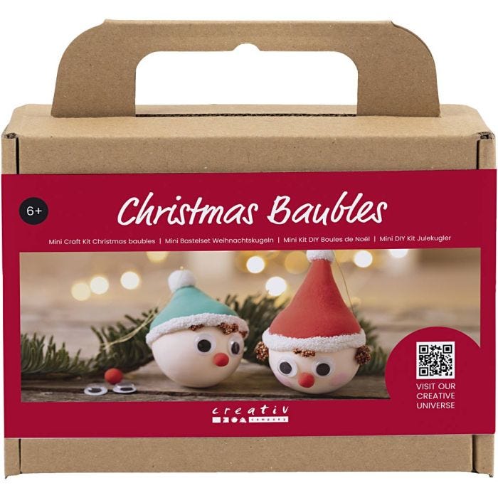 Mini DIY Kit Julekuler, Røde og grønne nisser, 1 pk.