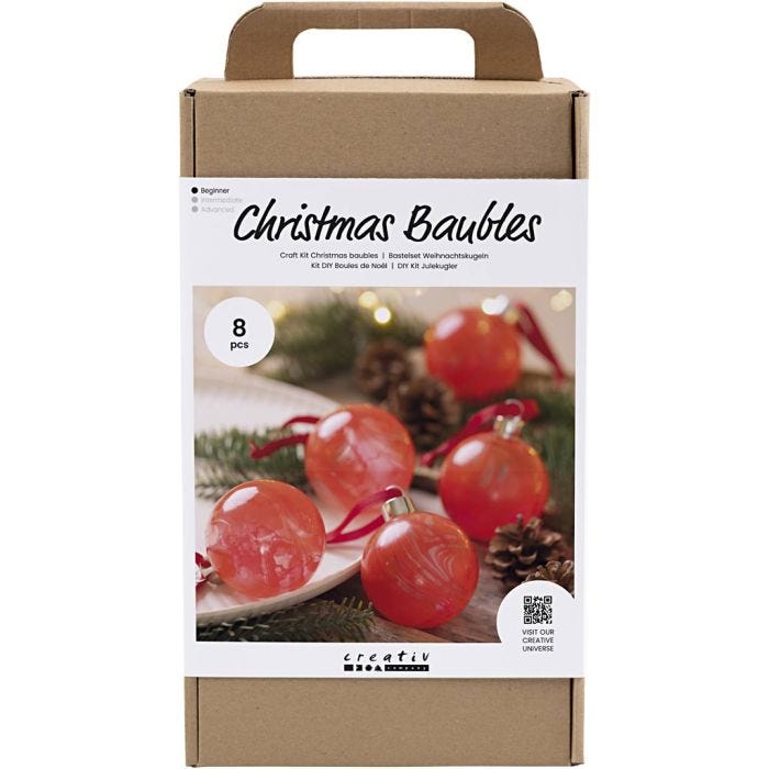 DIY Kit Julekuler, Marmorering, 1 pk.
