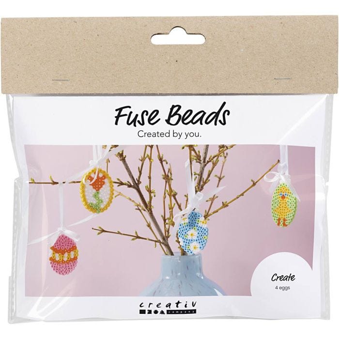 Mini DIY Kit Rørperler, Hengende eggdekorasjoner, ass. farger, 1 pk.