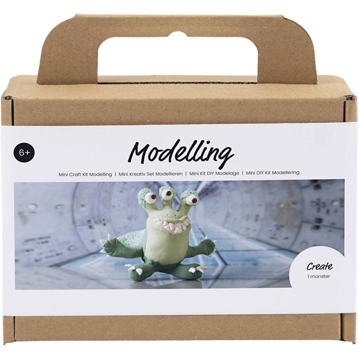 Mini DIY Kit Modellering, Monster Lulu, lys grønn, mørk grønn, 1 pk.