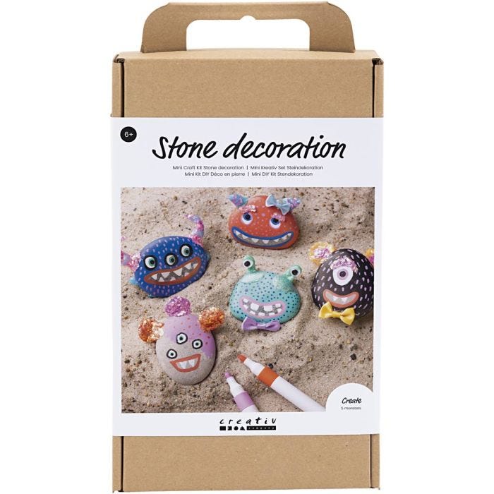 DIY Kit Steindekorasjon, Monster, ass. farger, 1 pk.
