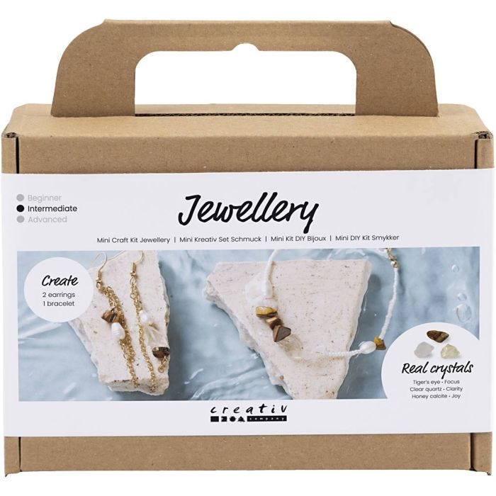 Mini DIY Kit Smykker, Krystallhalskjede og øreringer, 1 pk.