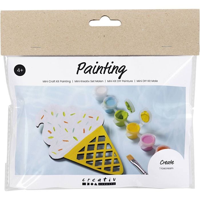 Mini DIY Kit Maling, Iskrem-kremmerhus, ass. farger, 1 pk.
