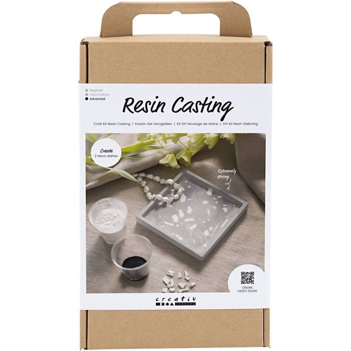 DIY Kit Resin Støping, Firkantet brett med terrazzo, svart, hvit, 1 pk.