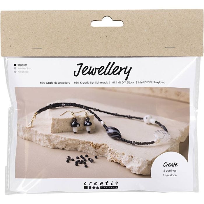 Mini DIY Kit Smykker, Grovt halskjede, svart harmoni, 1 pk.