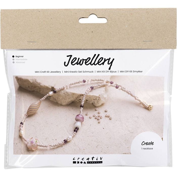 Mini DIY Kit Smykker, Grovt halskjede, rosa harmoni, 1 pk.
