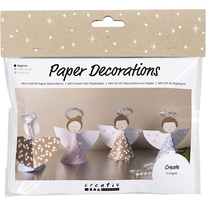 Mini DIY Kit Papirpynt, Engler, ass. farger, 1 pk.