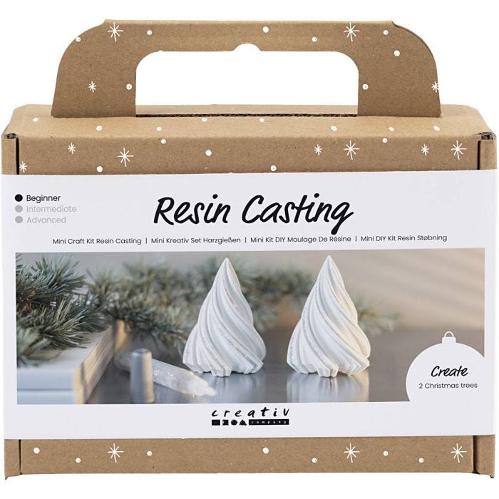 Mini DIY Kit Resin Støping, Juletrær, hvit, 1 pk.