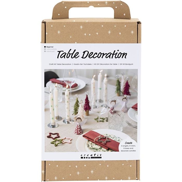 DIY Kit Borddekorasjoner, Engler, juletrær, stjerner, ass. farger, 1 pk.