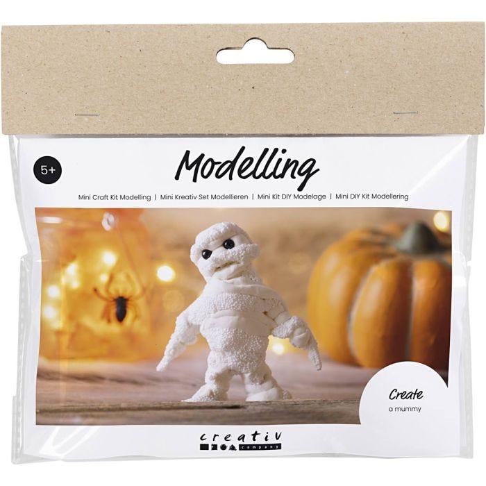 Mini DIY Kit Modellering, Mumie, hvit, 1 pk.