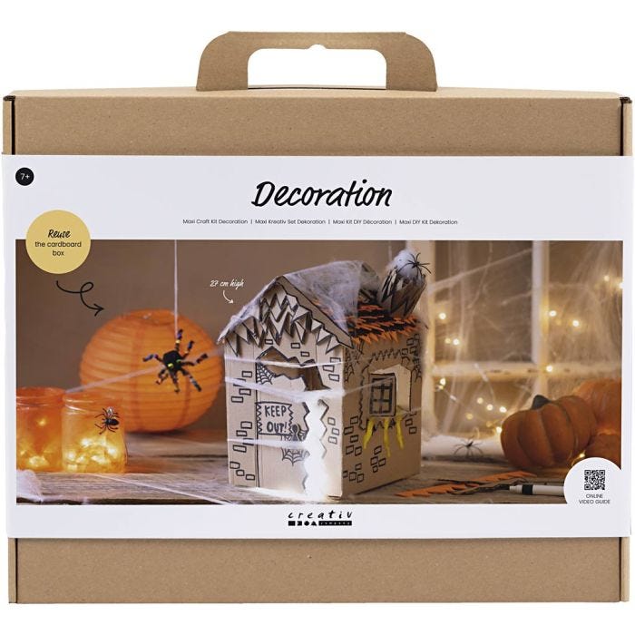 Maxi DIY Kit Dekorasjon, Spøkelseshus, svart, lys brun, orange, 1 pk.