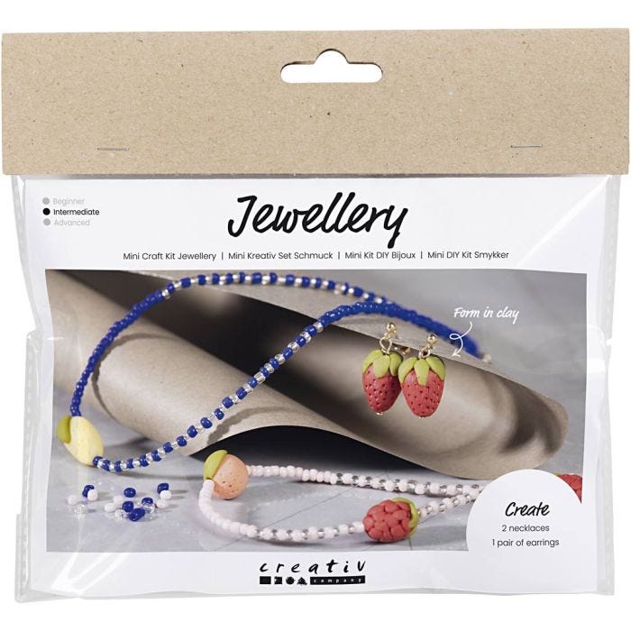 Mini DIY Kit Smykker, Halskjede og øreringer, kongeblå, 1 pk.