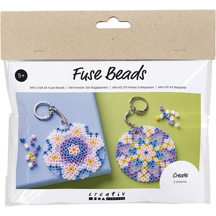 Mini DIY Kit Rørperler, Charms/veskedekorasjoner, ass. farger, 1 pk.
