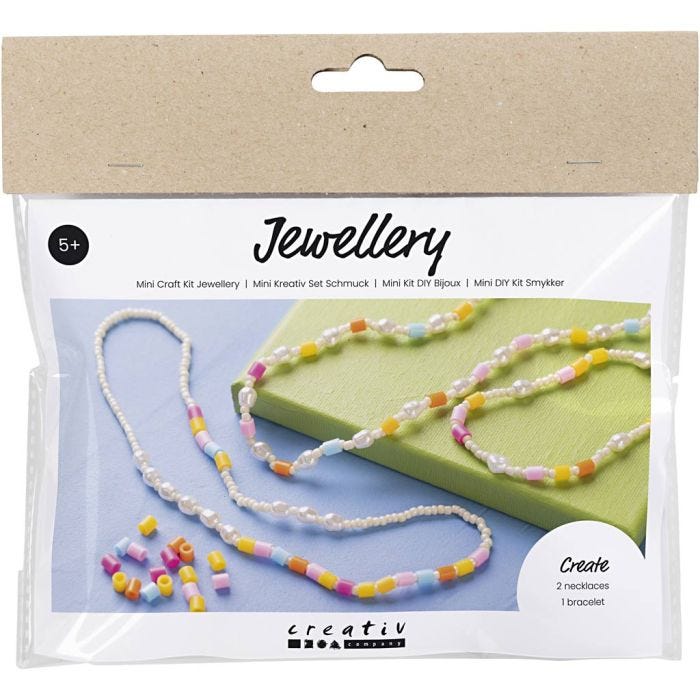Mini DIY Kit Smykker, Halskjede og armbånd, ass. farger, 1 pk.