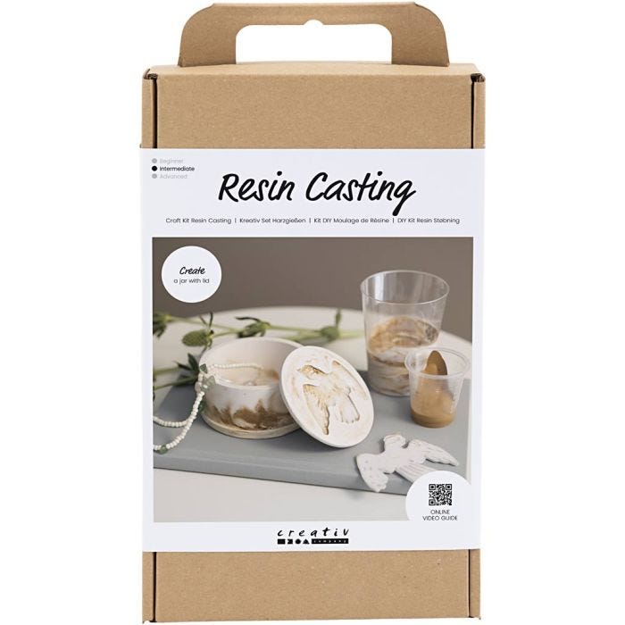 DIY Kit Resin Støping, Krukke med lokk, beige, off white, 1 pk.