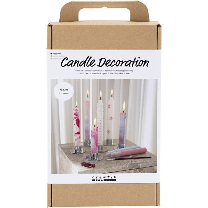 DIY Kit Lysdekorasjon, Dekorerte antikklys, hvit, 1 pk.