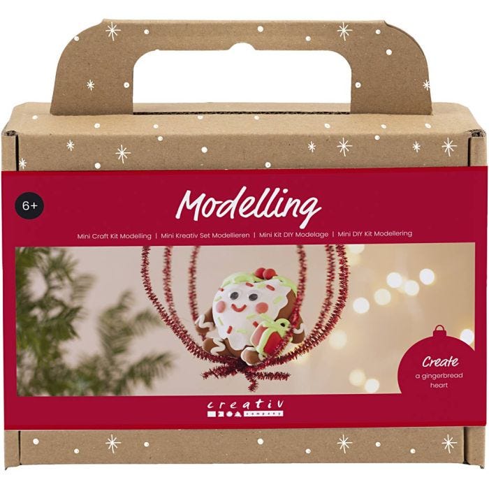 Mini DIY Kit Modellering, Hjerteformet julefigur, ass. farger, 1 pk.