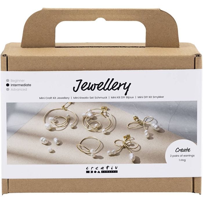 Mini DIY Kit Smykker, Tråd-øreringer, forgylt, 1 pk.