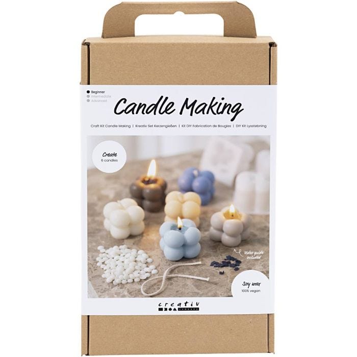 DIY Kit Lysstøping, Boblelys, beige, lys blå, creme, 1 pk.