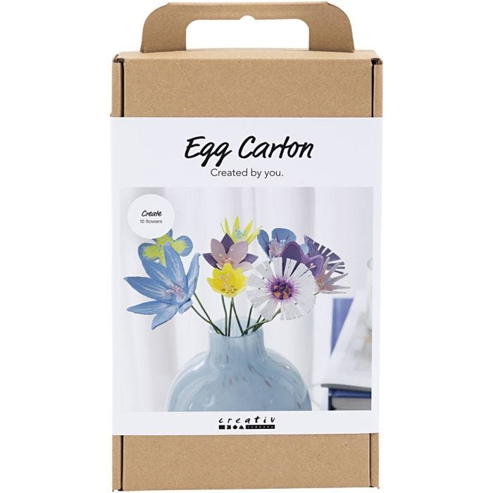 DIY Kit Blomster av Eggbrett, pastellfarger, 1 pk.