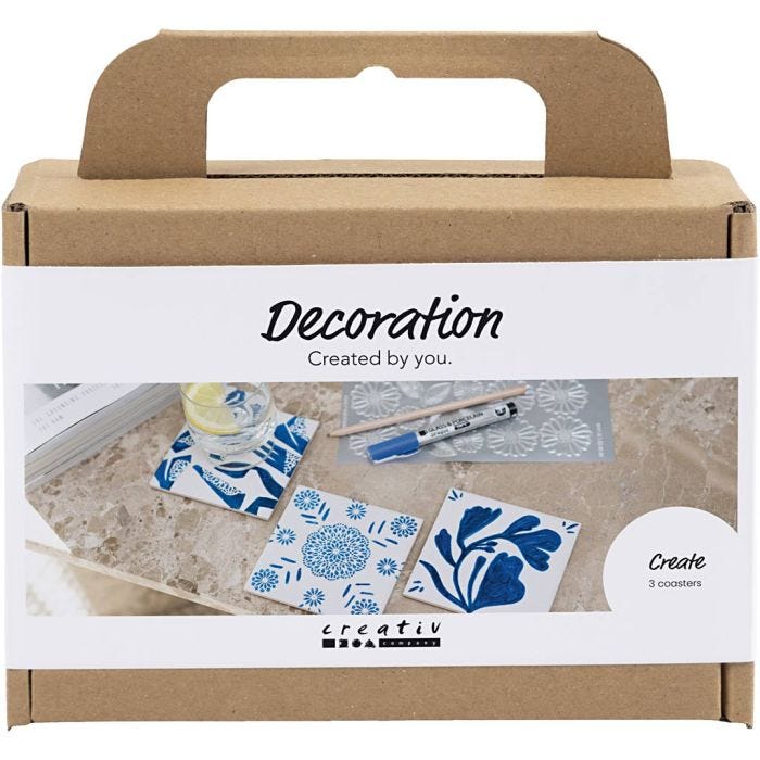 Mini DIY Kit Dekorasjon, Porselensbrikker, blå, 1 pk.