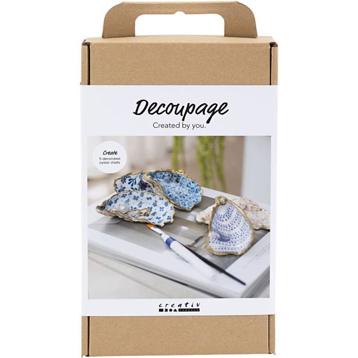 DIY Kit Decoupage, Østersskjell, blå, 1 pk.